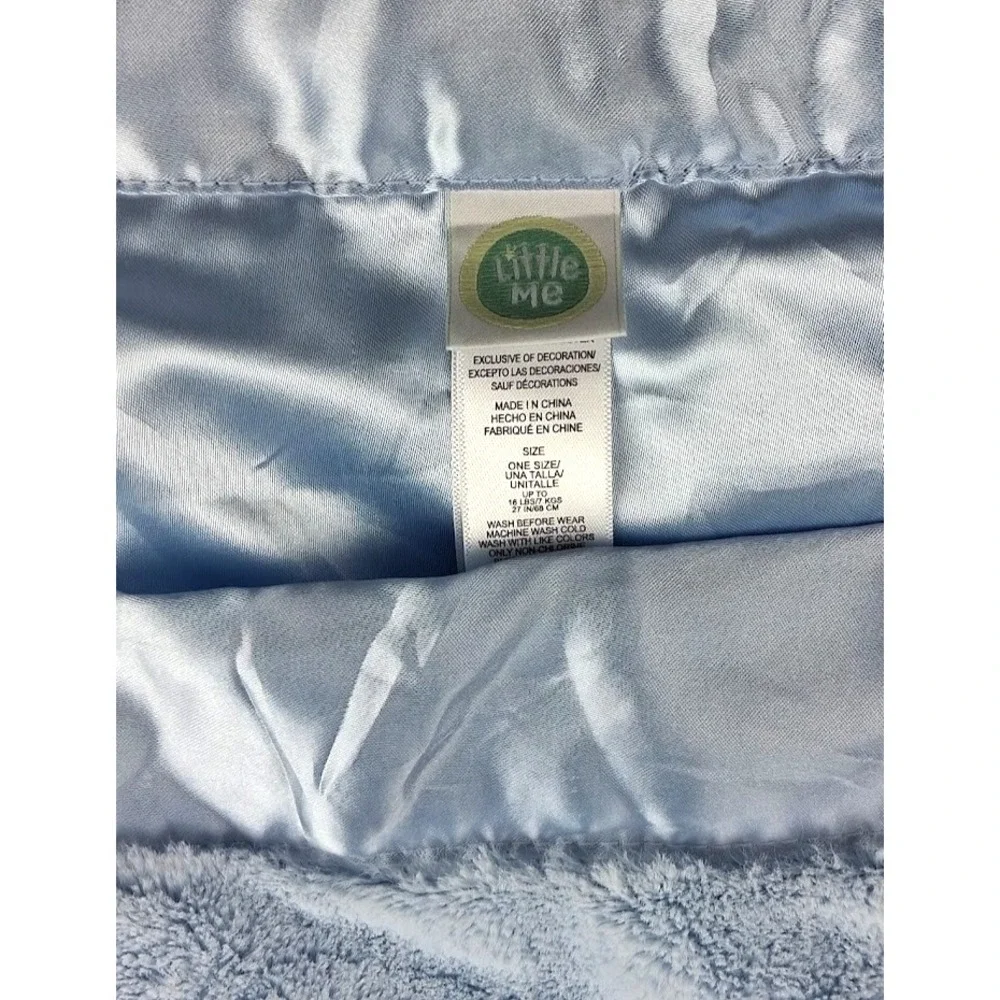 Little Me Solid Blue Plush Baby Blanket Satin Trim Backside 30x40 New Boy